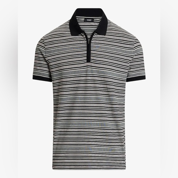 Express Men's Striped Perfect Pima Cotton Pique Polo Size M Tall 1/4 Zip NWT $64 - Picture 1 of 16